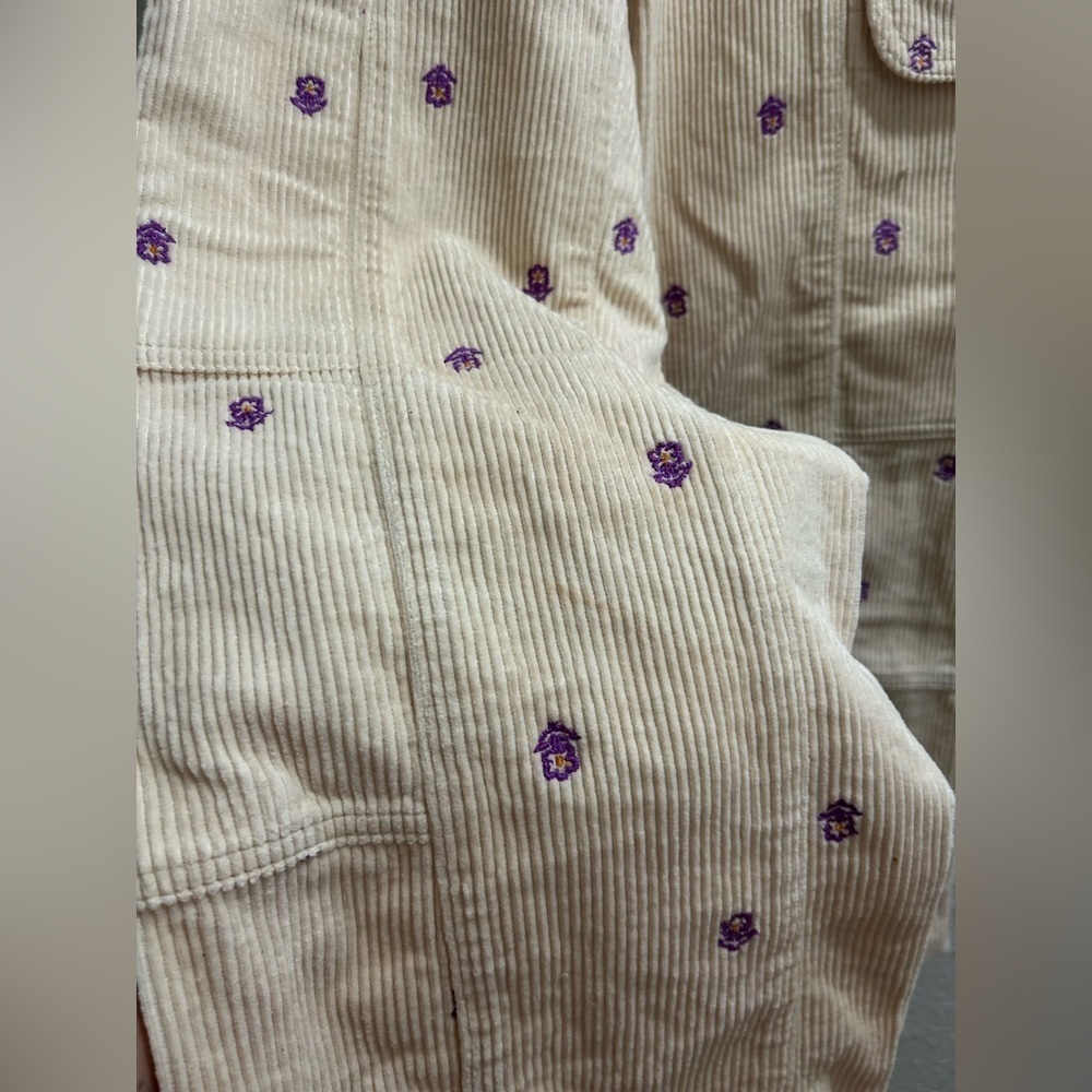 Pacsun Embroidered Corduroy Low Rise Puddle PantsWIDE LEG BAGGY XS - Picture 9 of 13